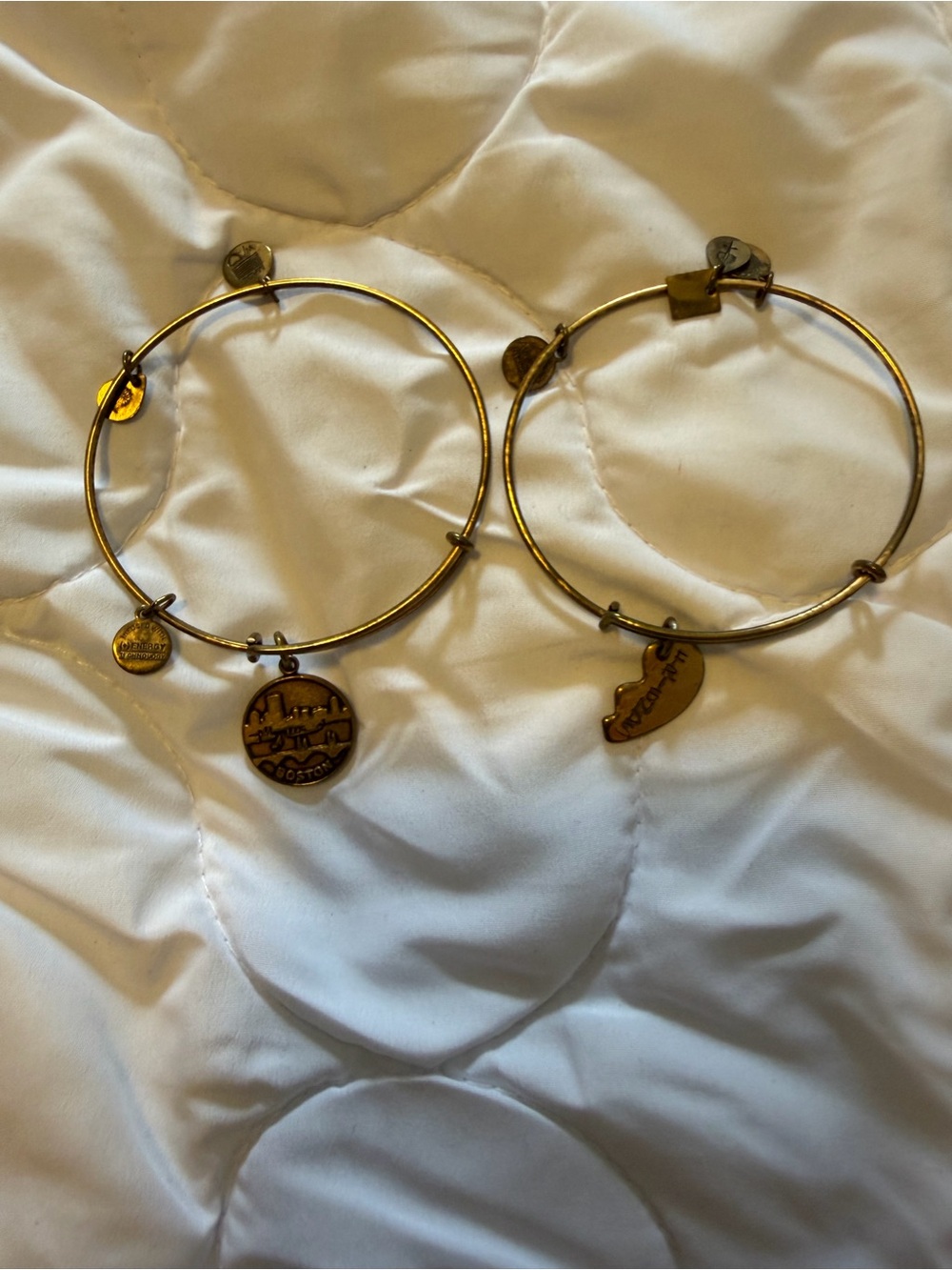 Alex and Ani Gold Tone Charm Expandable Bangles - Set of 2